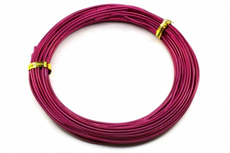 Проволока алюминиевая, толщина 1,5мм, длина около 10м, цвет фуксия, 1009-171, 1шт