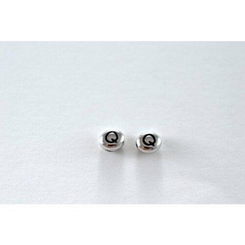 Разделительная бусина Буква Q TierraCast Родий с чернением 7х6мм, отверстие 1мм, 94-510Q-60, 1шт