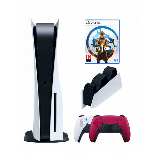 PS5 (ПС5) Игровая приставка Sony PlayStation 5 ( 3-я ревизия) + 2-й геймпад(красный) + зарядное + Mortal Combat 1