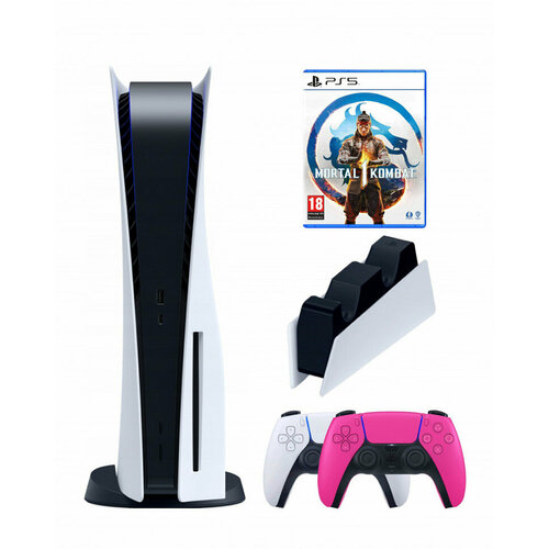 PS5 (ПС5) Игровая приставка Sony PlayStation 5 (3-ревизия)+2-й геймпад(розовый)+зарядное+Mortal Kombat 1, 825 ГБ