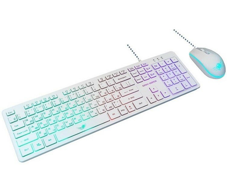 Комплект клавиатура + мышь Dialog Kmgk-1707u white USB проводной, клавиатура + опт. мышь с RGB подсв
