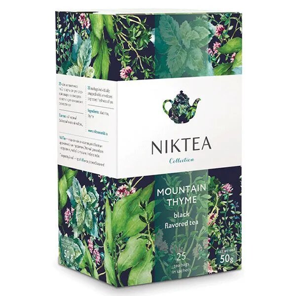 Чай черный 2 шт по 25 пакетиков*2 г с горным чабрецом Niktea Mountain Thyme