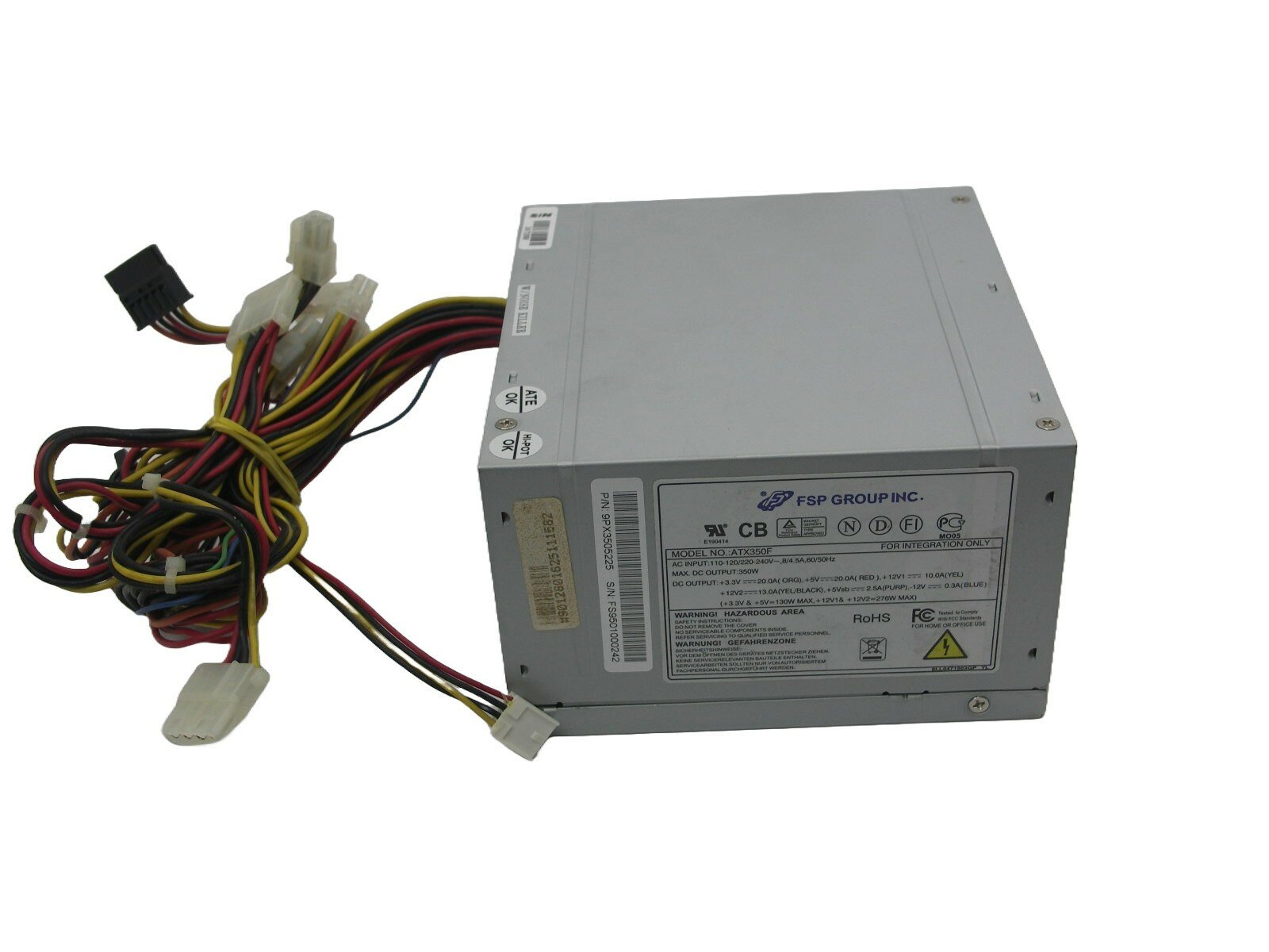 Блок питания FSP 350W ATX 24+4/2SATA/80fan ATX-350F