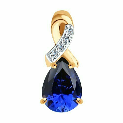 фото Подвеска diamant online, золото, 585 проба, корунд, фианит, размер 1.3 см. diamant-online