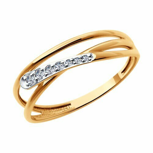 фото Кольцо diamant online, золото, 585 проба, фианит, размер 17