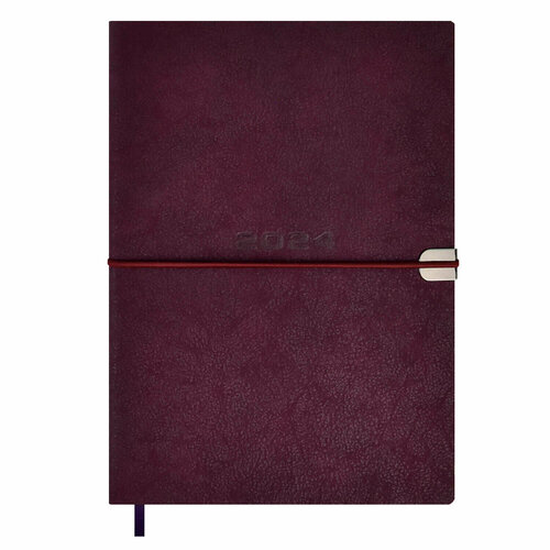 Ежедневник датированный 2024 А5 мягкий переплет на резинке, бордовый