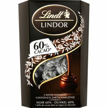 Шоколадные конфеты Lindor 60% какао от Lindt, 200 г (Финляндия)