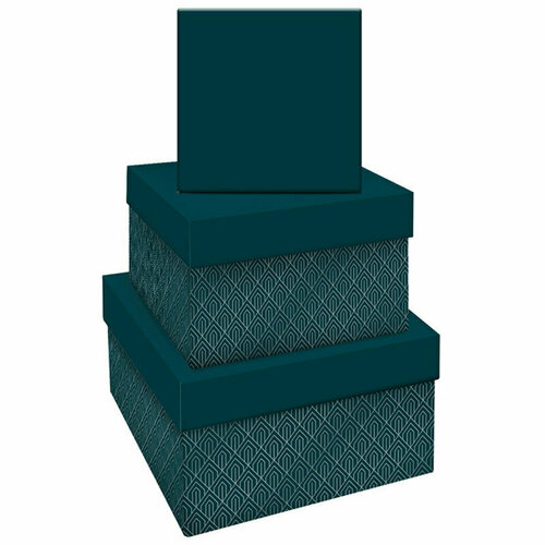 Набор квадратных коробок 3в1, MESHU "Emerald style. Base", (19,5*19,5*11-15,5*15,5*9см), 341882
