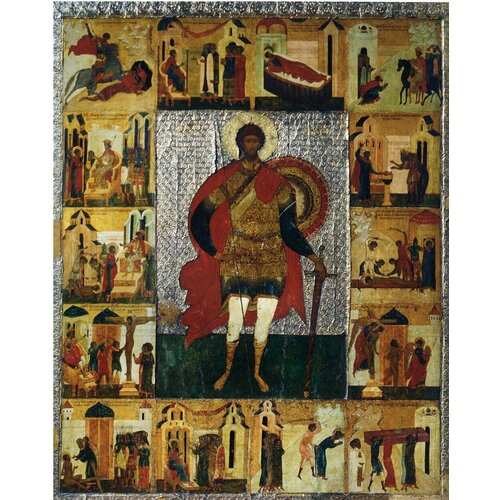 Икона святой Федор Стратилат деревянная икона ручной работы на левкасе 26 см
