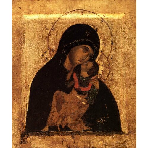 Умиление (Елеуса) икона Божией Матери деревянная на левкасе 13 см икона божией матери умиление 15 x 20 см