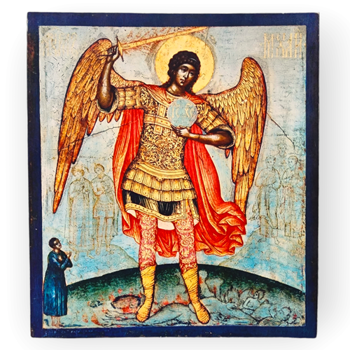 Архангел Михаил деревянная икона на левкасе 40 см икона архангел михаил деревянная икона ручной работы на левкасе 40 см
