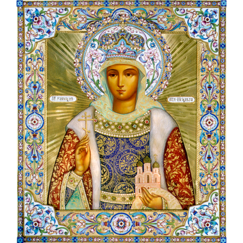 икона резная святая княжна ольга Икона святая княгиня Ольга на дереве на левкасе 26 см