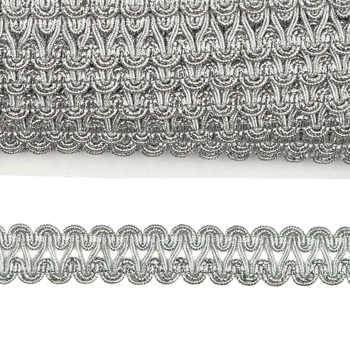 0384-1926 Тесьма металлизированная Айрис, 22мм*18,29м (серебро)