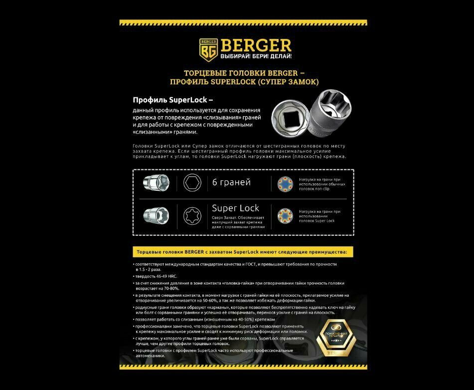 Набор торцевых головок BERGER BG2031, 8 предм., хром - фотография № 11