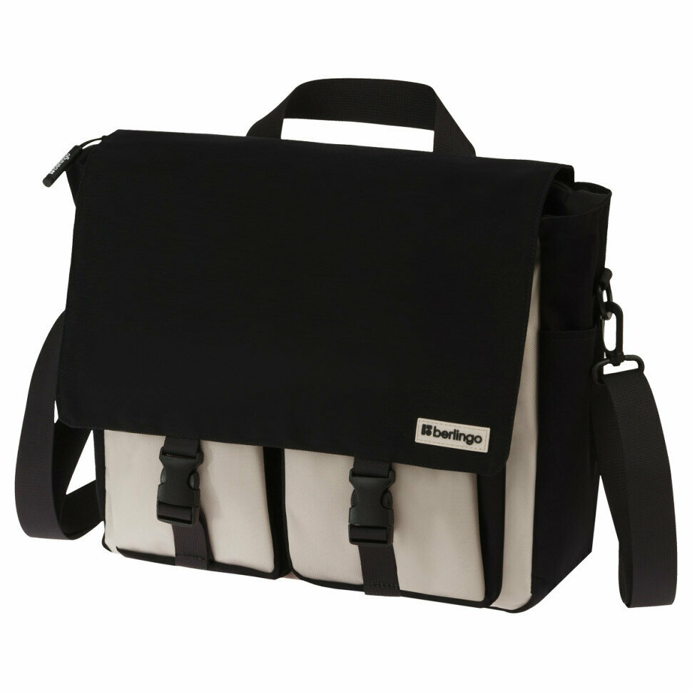 Рюкзак-сумка Berlingo "Square black" 33*29*12см, 1 отделение, 4 кармана, уплотненная спинка, 351989