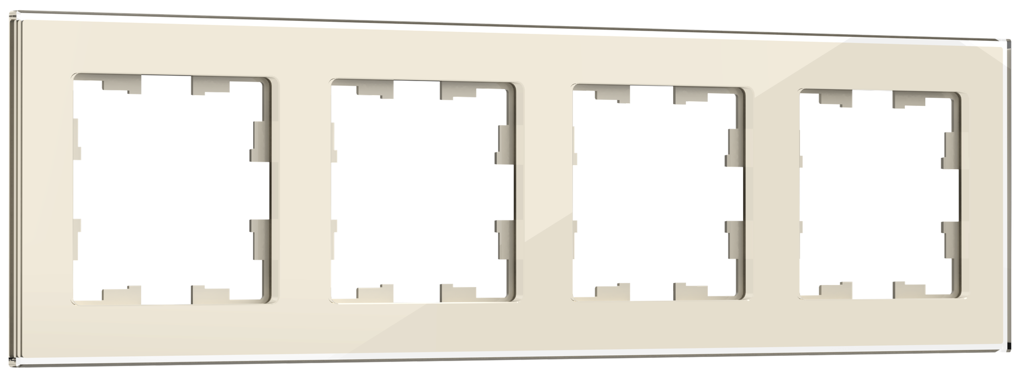 BRITE Рамка 4 -местная РУ-4-2-БрВа стекло ванильный IEK - фотография № 1