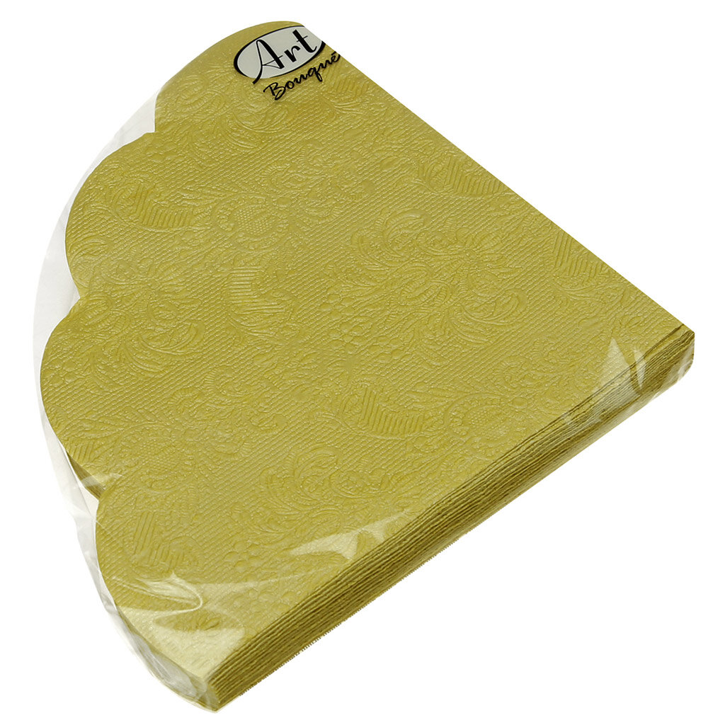 Салфетки бумажные Art Bouquet Rondo золотые 3 слоя 32см 12шт - фото №5