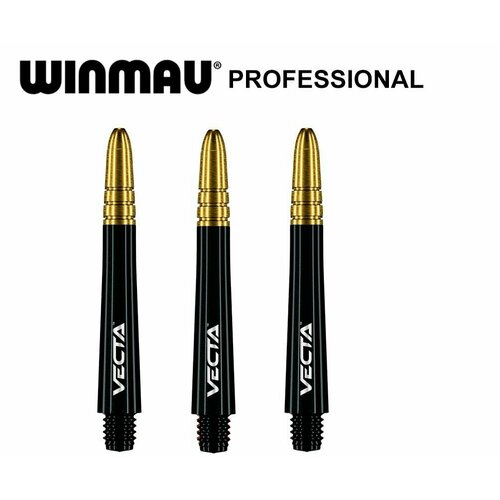 фото Композитные хвостовики 3шт (black and gold, medium, 39mm) winmau vecta. аксессуары для дротиков дартс.