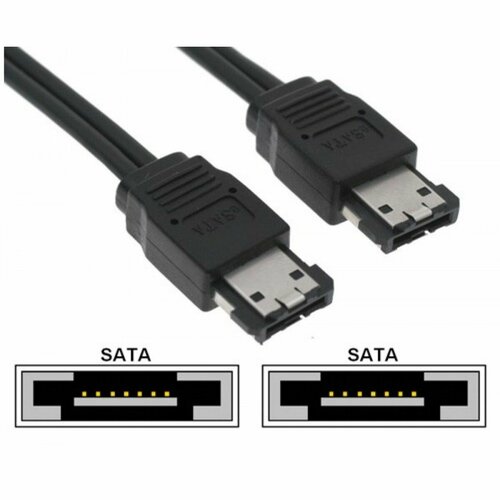 Кабель eSATA - еSATA M-M 1м, Gembird, 7pin/7pin комплект кабелей sata cablexpert cc sata интерфейсный 48 см 7pin 7pin и питания 15 см 4pin 15pin