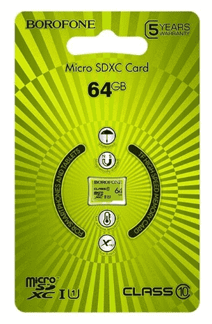Карта памяти microSDXC BOROFONE I(1) 64GB зеленый