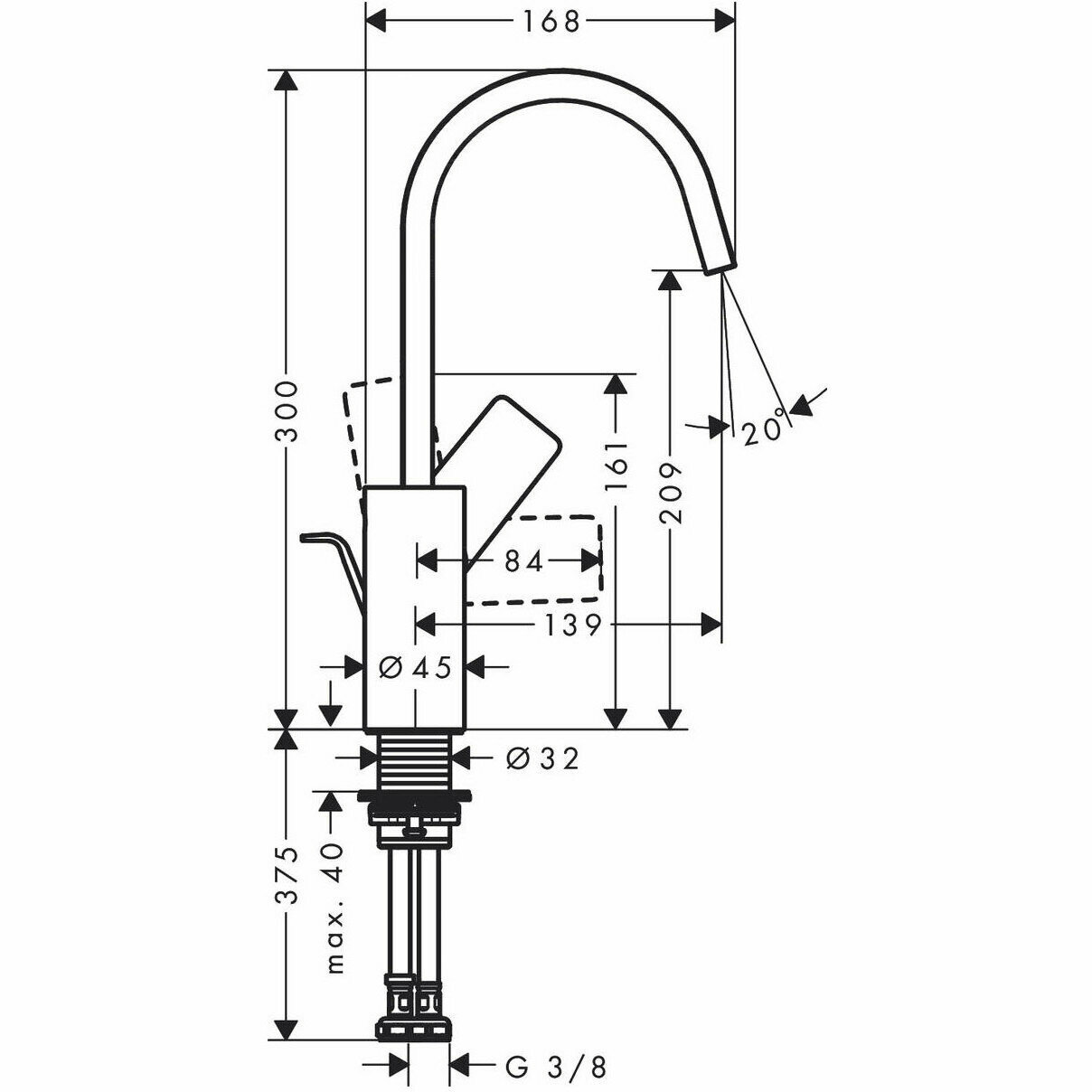 Смеситель для раковины Hansgrohe Vivenis 210 75030700 - фотография № 5