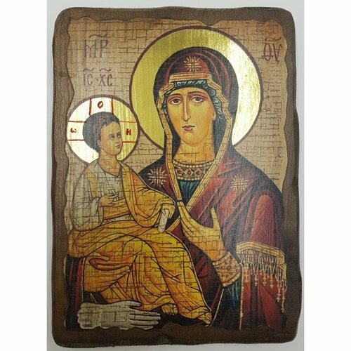 Икона Божья Матерь Троеручица под старину (13 х 17.5 см), арт IDR-1121