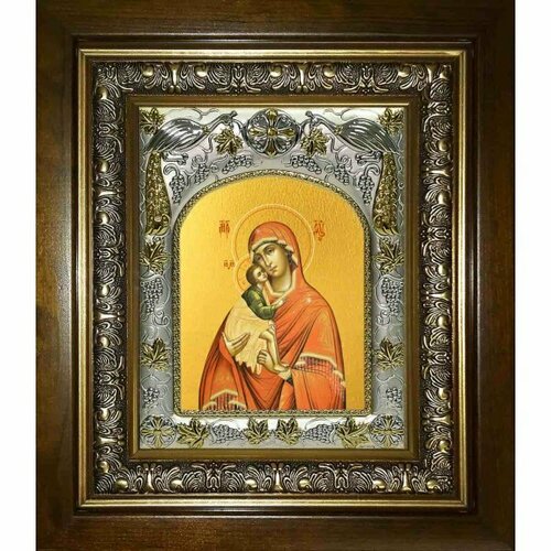 Икона Донская Божья Матерь, 14x18 см, в деревянном киоте 20х24 см, арт вк-2770