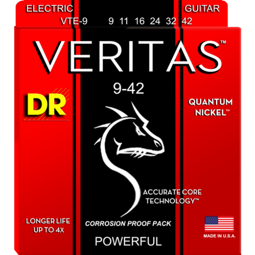 Струны для электрогитары DR VTE-9 Veritas Quantum Nickel Round Core 9-42