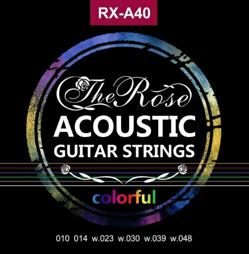 Струны для акустической гитары THE ROSE RX-A40 10-48, цветные