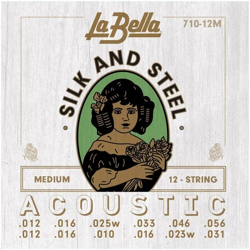 струны для 12 струнной акустической гитары 12 56 la bella 710 12m Струны для акустической гитары La Bella 710-12M 12-56