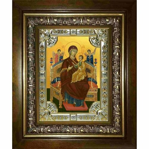 Икона Богородица Всецарица, 18x24 см, со стразами, в деревянном киоте, арт вк-2929 икона богородица беседная 18x24 см со стразами в деревянном киоте арт вк 2911