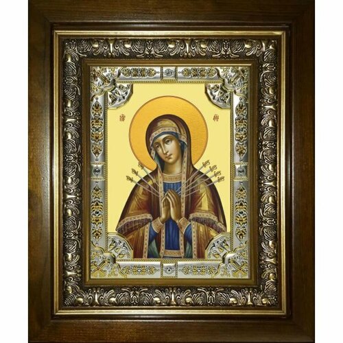Икона Божьей Матери Семистрельная, 18x24 см, со стразами, в деревянном киоте, арт вк-3217