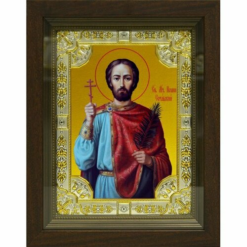 Икона Иоанн Сочавский 24x30 см в серебряном окладе со стразами в деревянном киоте, арт вк-928