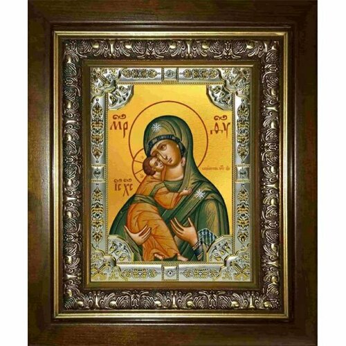 Икона Богородица Владимирская, 18x24 см, со стразами, в деревянном киоте, арт вк-2917 икона богородица всецарица 18x24 см со стразами в деревянном киоте арт вк 2888
