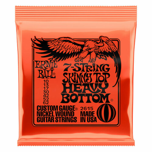 ERNIE BALL 2615 струны для 7стр. эл. гитары Nickel Wound Skinny Top Heavy Bottom Slinky 7 (10-62)