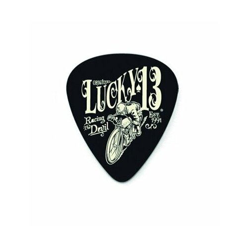 Медиатор Dunlop Lucky 13 Vintage Speed L18R.73, черный, 0.73 мм, 1 шт. l18r 73 lucky 13 vintage speed медиаторы 36 шт толщина 0 73мм dunlop