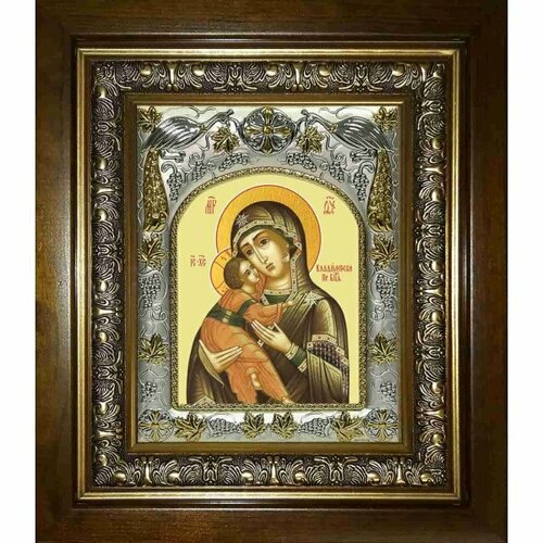 Икона Владимирская Божья Матерь, 14x18 см, в деревянном киоте 20х24 см, арт вк-2731