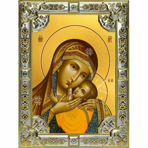 Икона Божьей Матери Корсунская серебро 18 х 24 со стразами, арт вк-3145