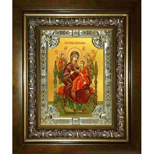 Икона Богородица Всецарица, 18x24 см, со стразами, в деревянном киоте, арт вк-2906 икона богородица ватопедская 18x24 см со стразами в деревянном киоте арт вк 2915