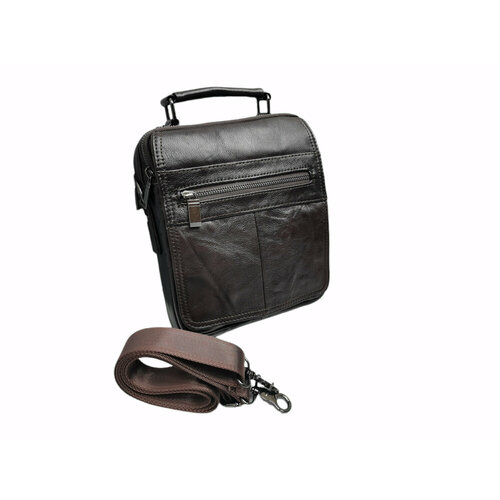 фото Сумка мессенджер 074xs brown 074xs brown, фактура гладкая, коричневый нет бренда