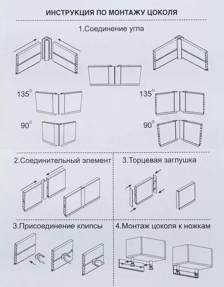 Комплект (уголков и профилей ) для цоколя h 100мм ,цвет беленый дуб - фотография № 4