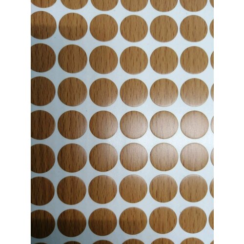 Заглушка самоклеящаяся для мебели 14мм (мебельные наклейки декоративные) бук-100 шт.