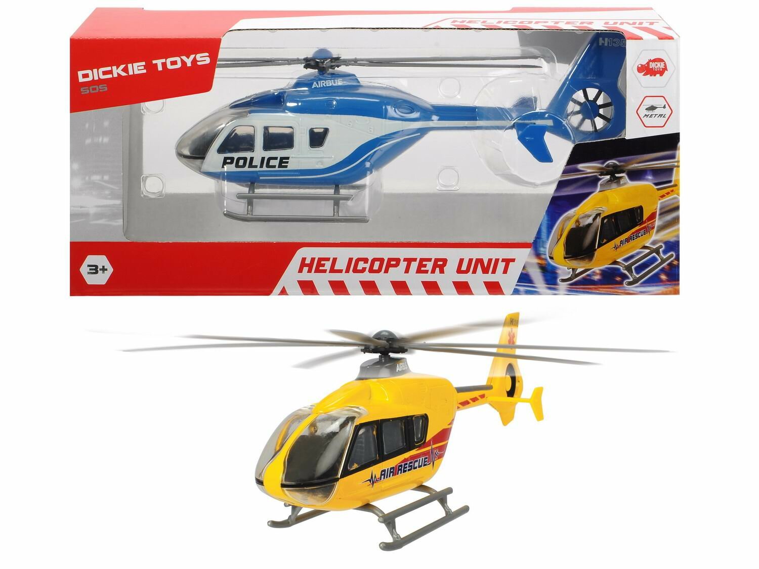 Вертолет DICKIE EC 135 die-cast с крутящимися лопастями 21см 3714006