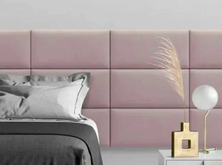 Стеновая панель; мягкая панель; изголовье кровати 15*60 см 1 шт; пыльно-розовый
