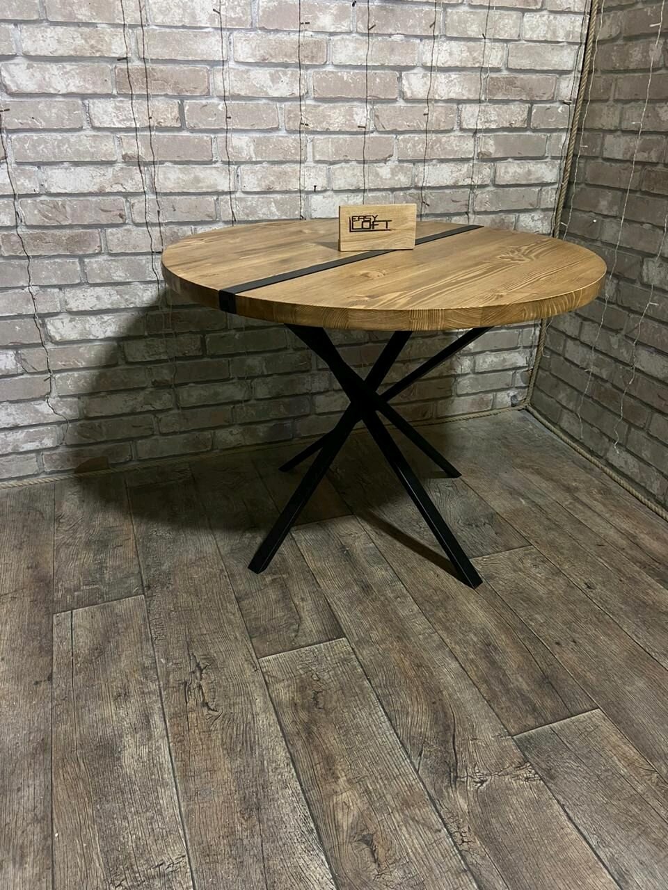 Обеденный стол лофт Barben-40, круглый, с размерами 100х75 см
