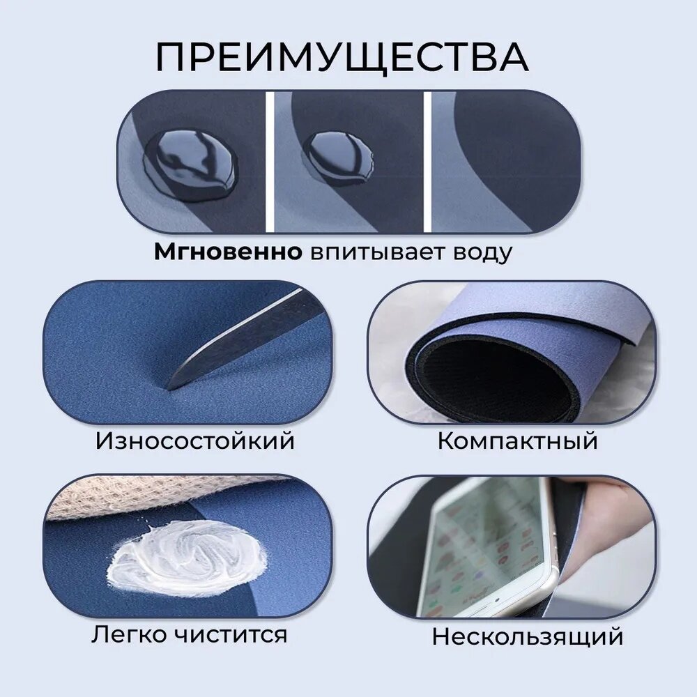 Коврик для ванной 40х55/ противоскользящий коврик в ванную комнату - серый — фото 1