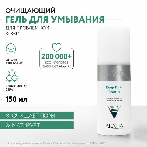 ARAVIA Гель для умывания с березовым дегтем Deep Pore Cleanser, 150 мл