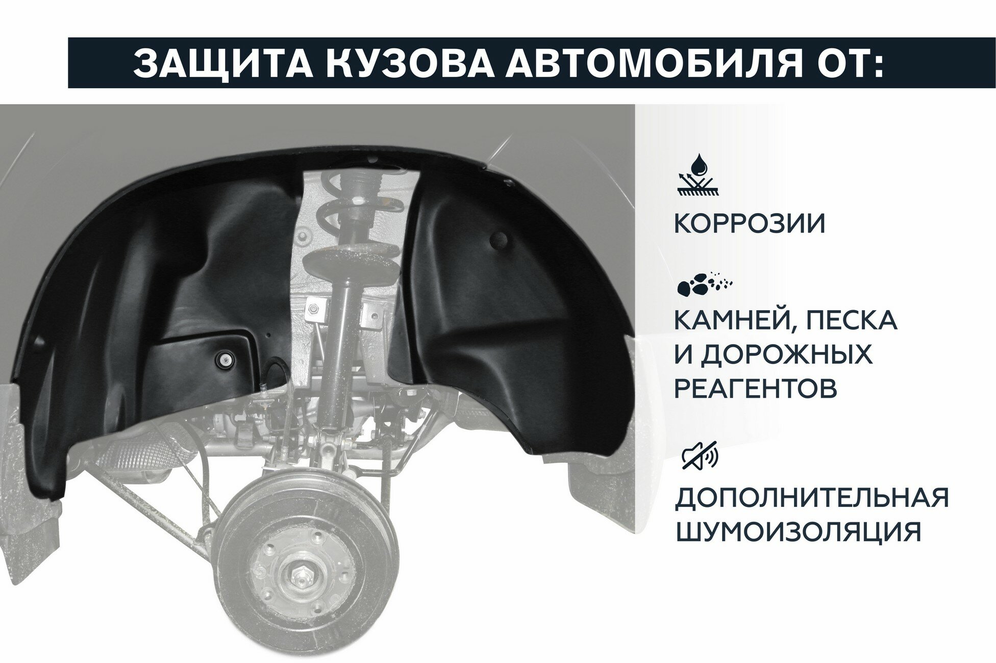 Подкрылок задний правый Rival для Renault Duster I (передний привод) 2010-2021 пластик с крепежом 44701002