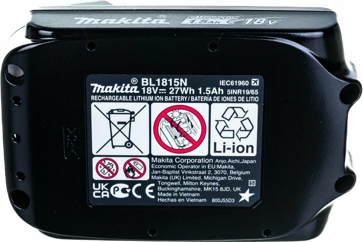 Батарея аккумуляторная Makita BL1815N LXT 18В 1.5Ач Li-Ion (632a54-1) - фото №11