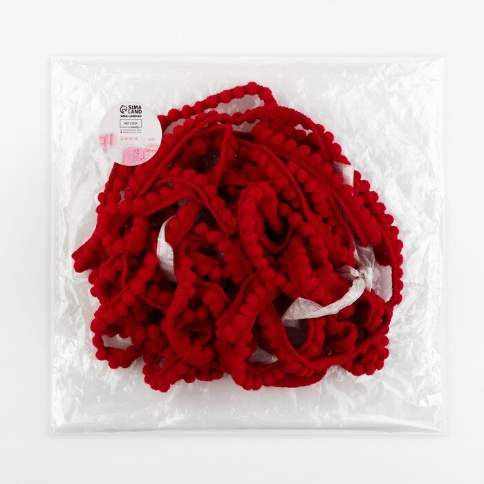 Арт Узор Тесьма декоративная с помпонами, 12 ± 2 мм, 10 ± 1 м, цвет красный - фотография № 10